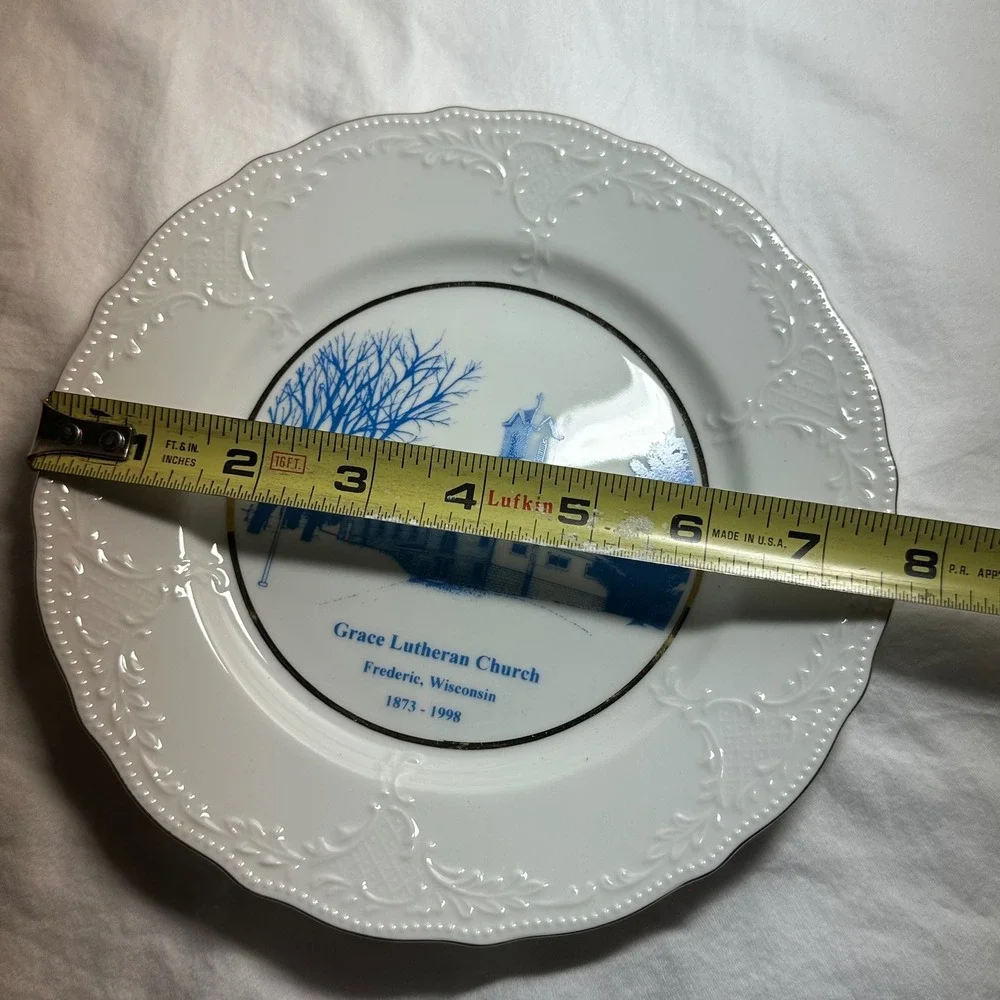 Royal Ann China Grace Lutheran Church Plate Unisex 9.25in Blue White Excellent